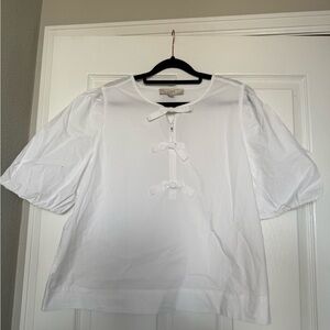 NWT LOFT White Bow Blouse size L 🤍